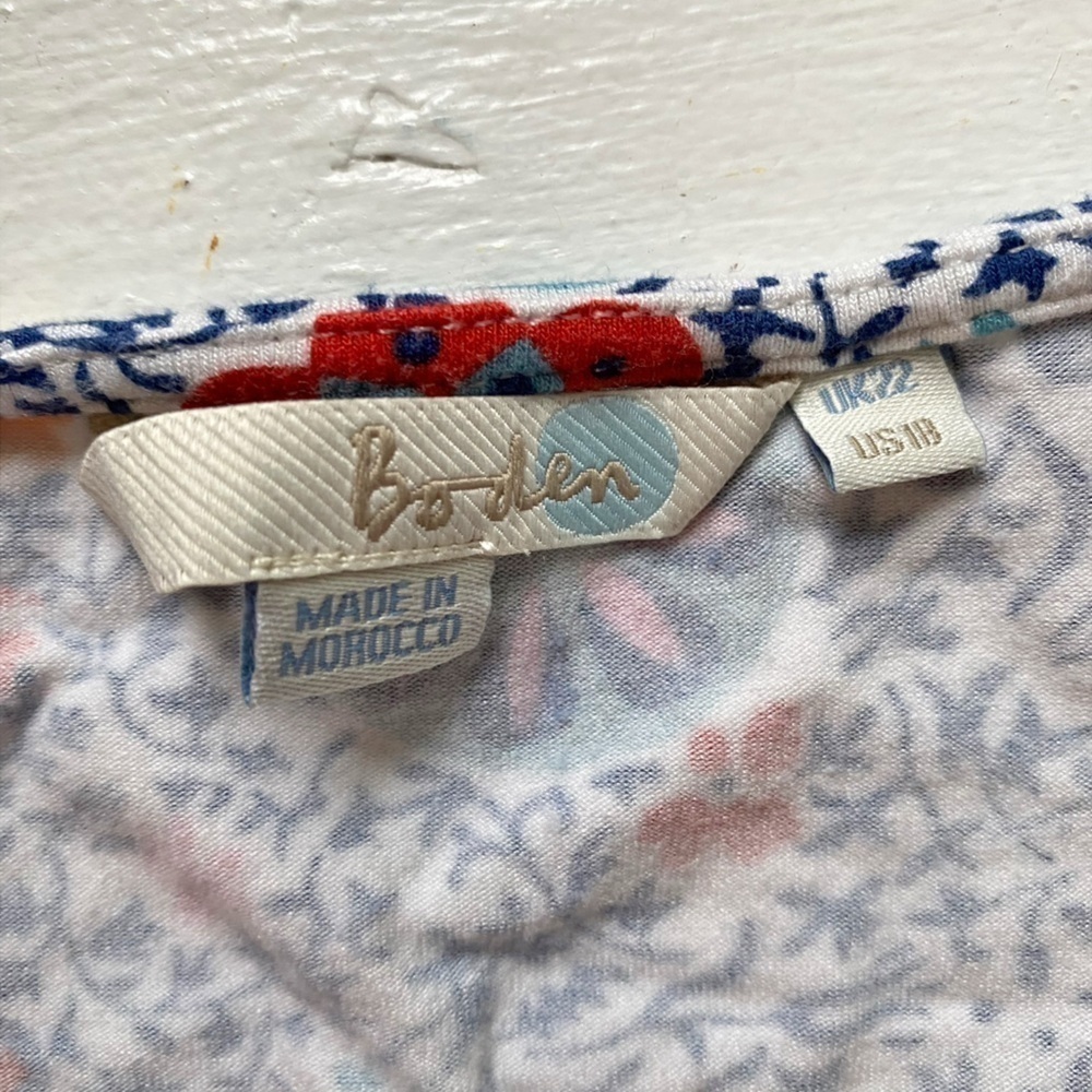Boden Blue Floral Medallion Print Neck Jersey
Short Sleeve Faux Wrap Shirt - Picture 7 of 13